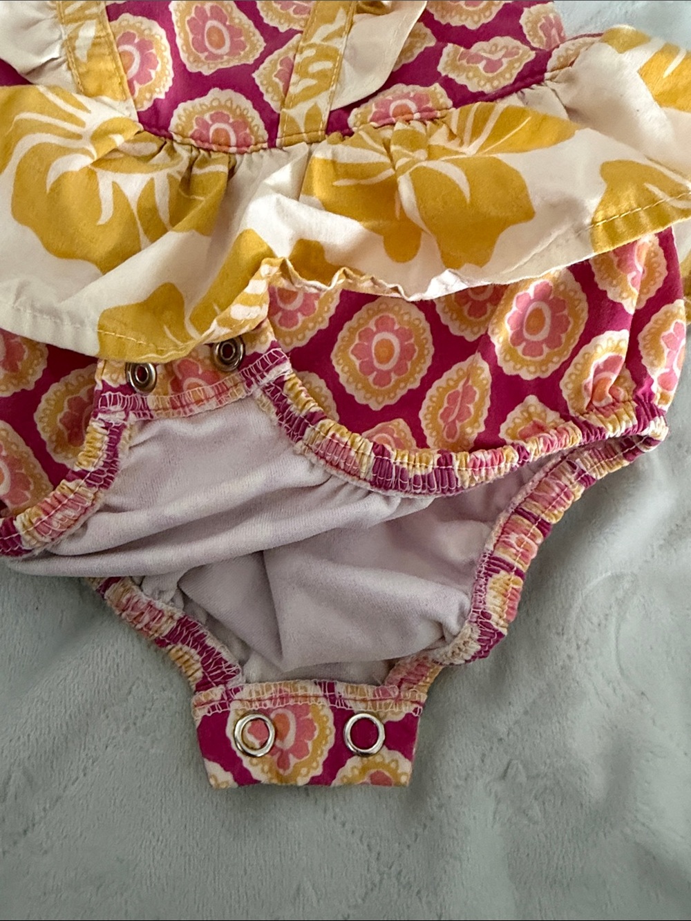 Girls Pink & Yellow Ruffle Summer Romper 12-18 months - Picture 5 of 11